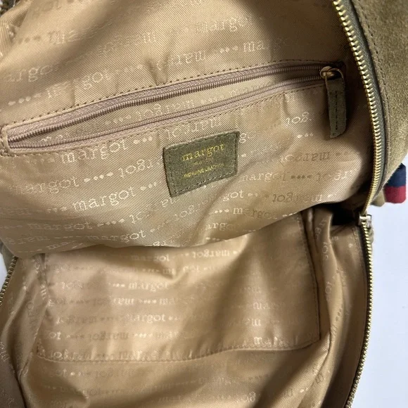 Margot Olive Green Suede Leather Backback - Picture 5 of 6